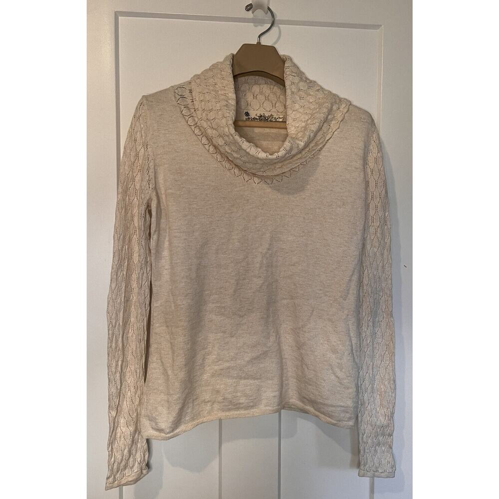 Aventura Organic Cotton Off White Sz Large Long Sleeve Cowl Neck Sweater